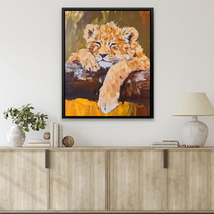 Lazy Lion Cub - Luxury Wall Art