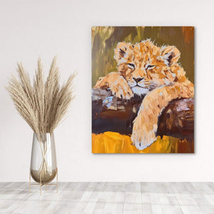 Lazy Lion Cub - Luxury Wall Art