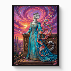 Leopard Balcony Sunset — leopard balcony sunset white studio framed black