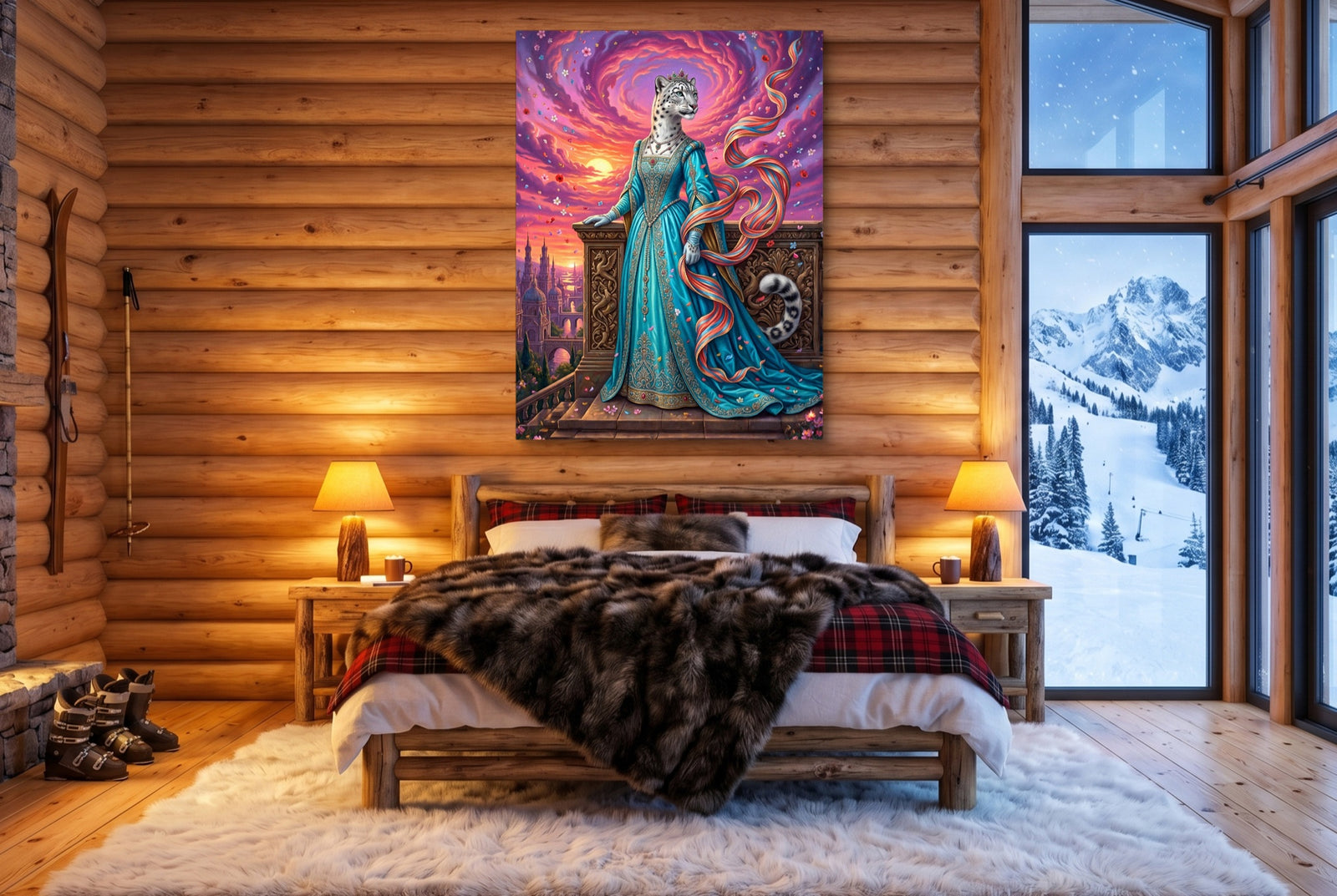 Leopard Balcony Sunset — leopard balcony sunset white studio framed black