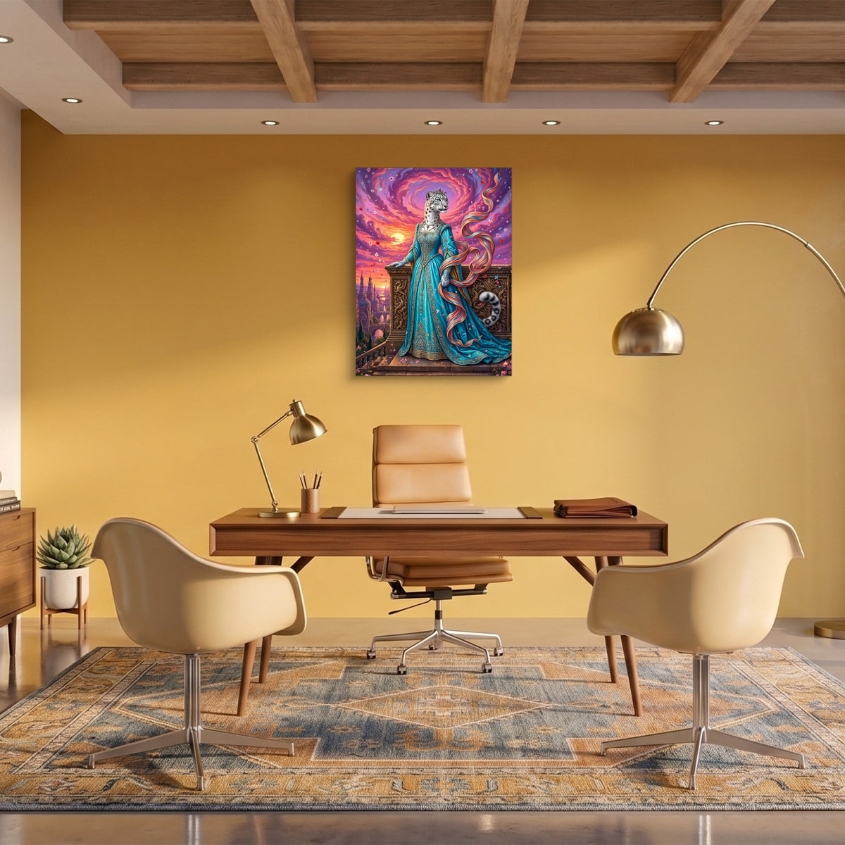 Leopard Balcony Sunset — leopard balcony sunset sq fun office 1port flush print