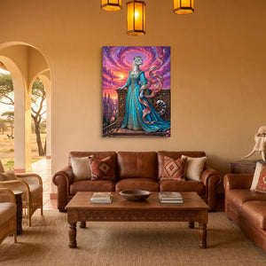Leopard Balcony Sunset — leopard balcony sunset sq safari house 1port flush print