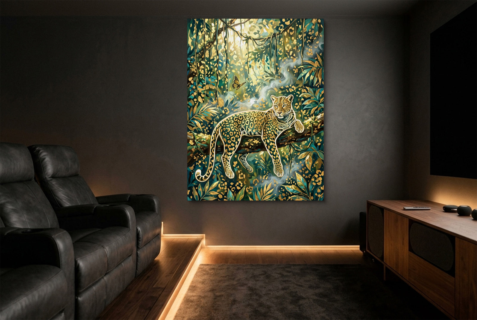 Leopard Golden Jungle — leopard golden jungle white studio framed black