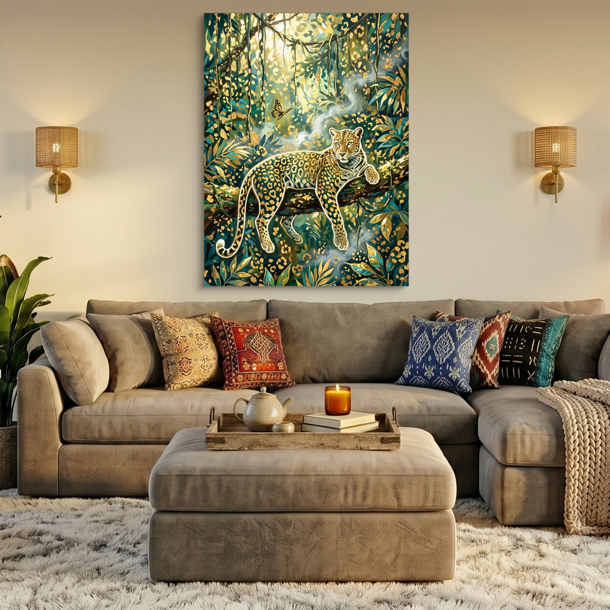 Leopard Golden Jungle — leopard golden jungle sq az livingroom 1port flush print