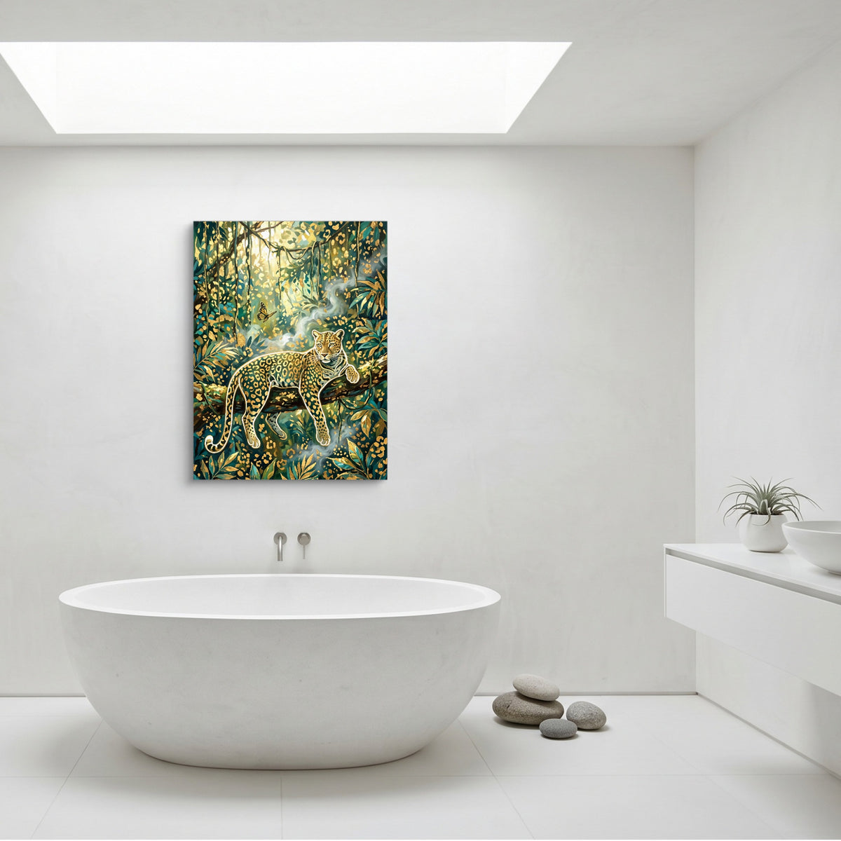Leopard Golden Jungle — leopard golden jungle sq minimalist bathroom 1port flush print