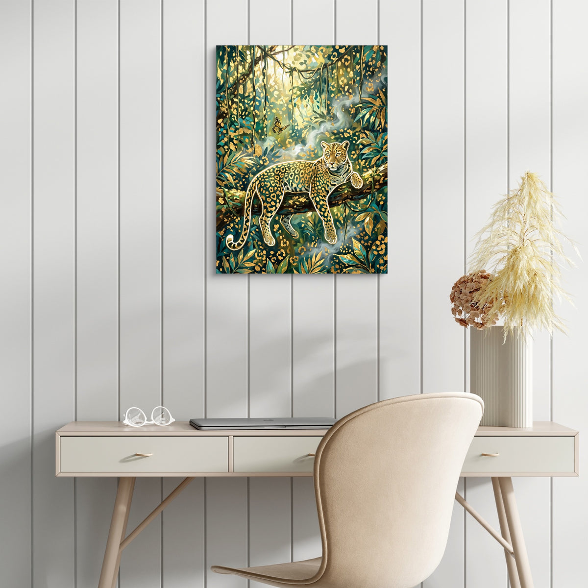 Leopard Golden Jungle — leopard golden jungle sq white table 1port flush print