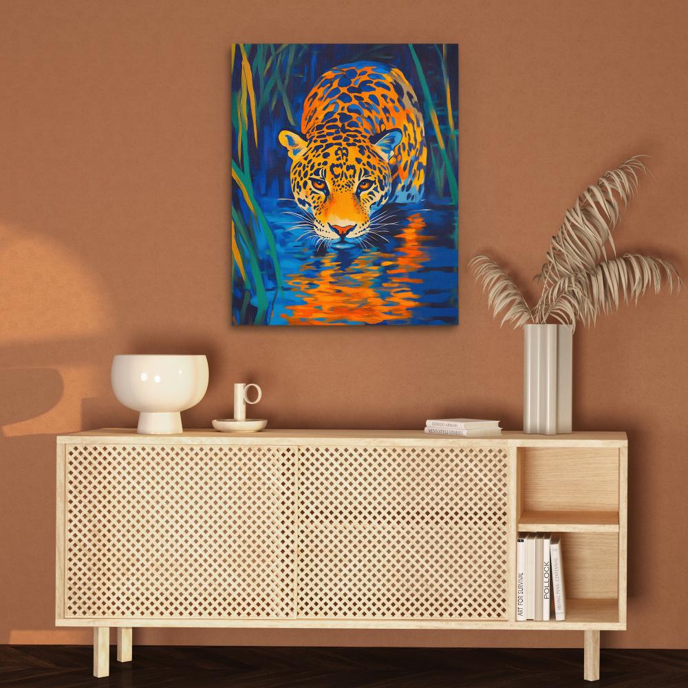 Leopard Stalking the Waters - Luxury Wall Art