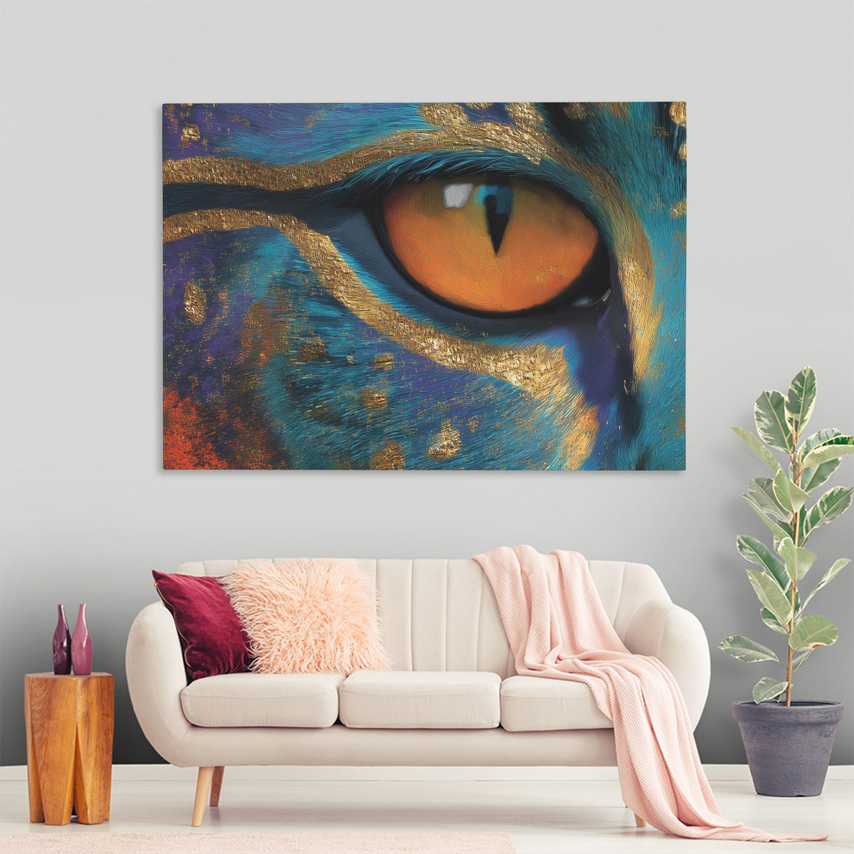 Leopards Azure Fire - Luxury Wall Art