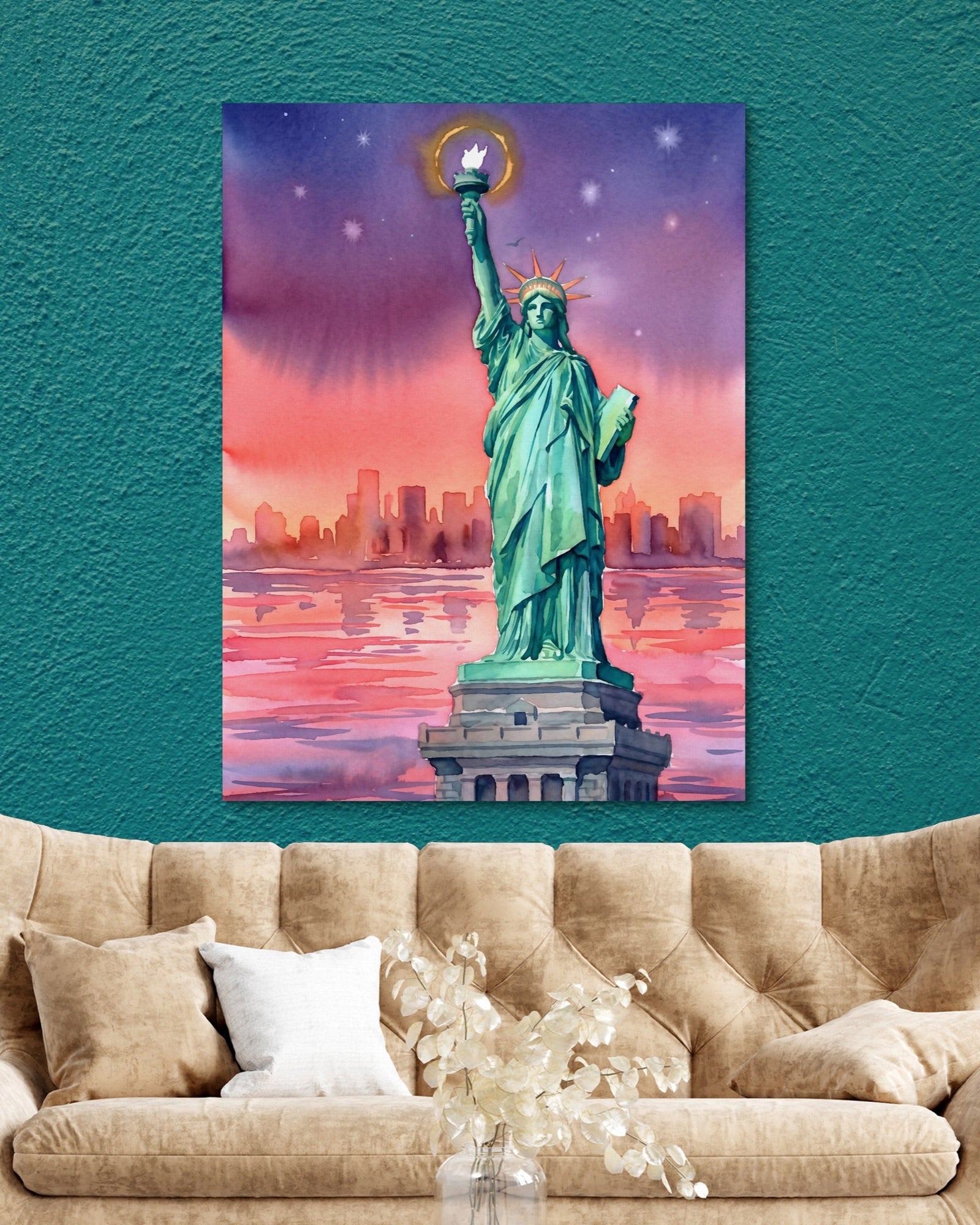 Liberty Harbor Evening Hues - Luxury Wall Art