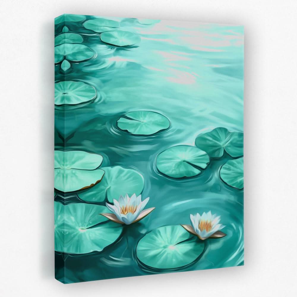 lily flower wall stickers Lily Pads Serenade Water Lily Art 24x18 / Black Floating Frame
