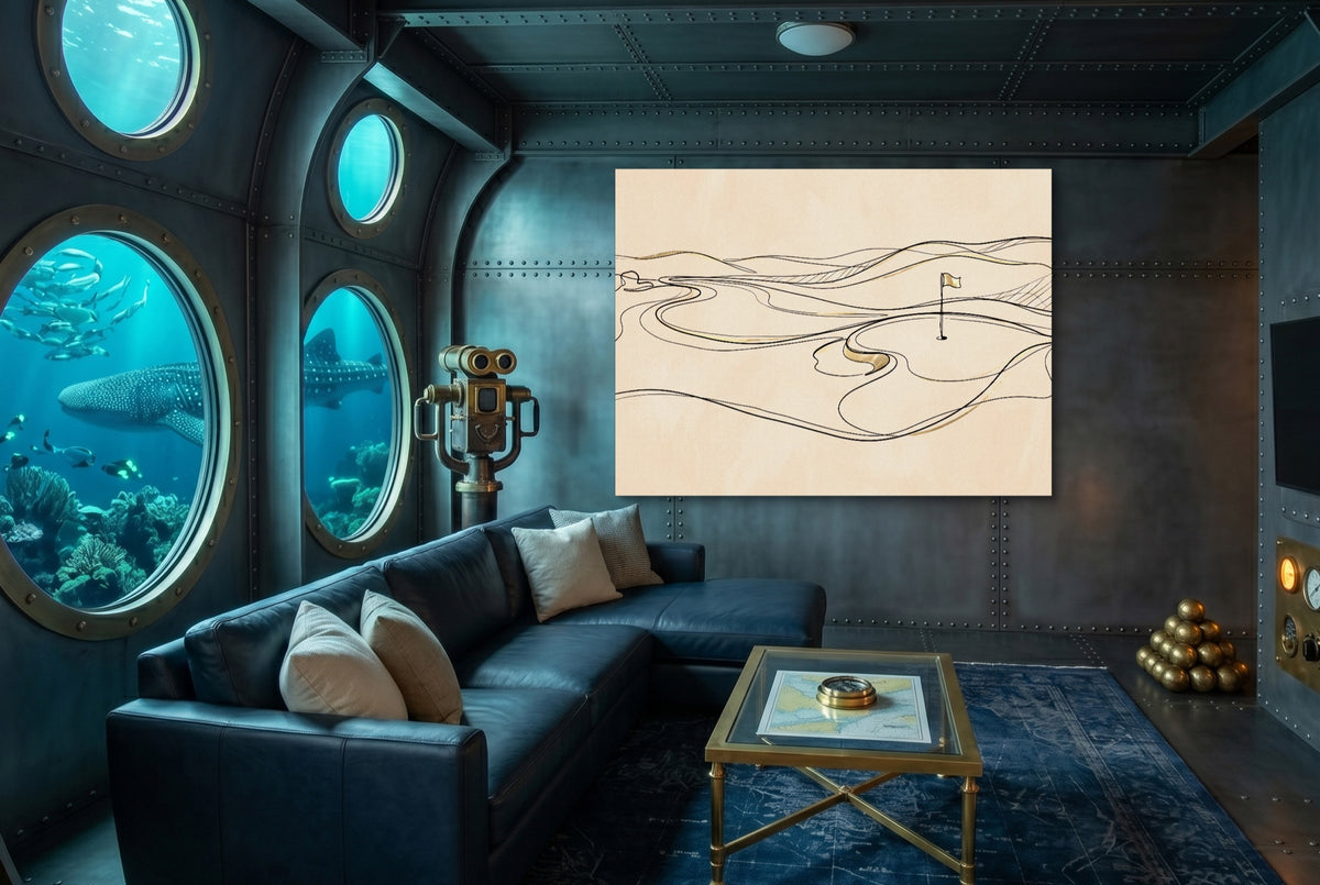 Line Golf Hole Landscape — line golf hole landscape underwater themed living room 1land flush print
