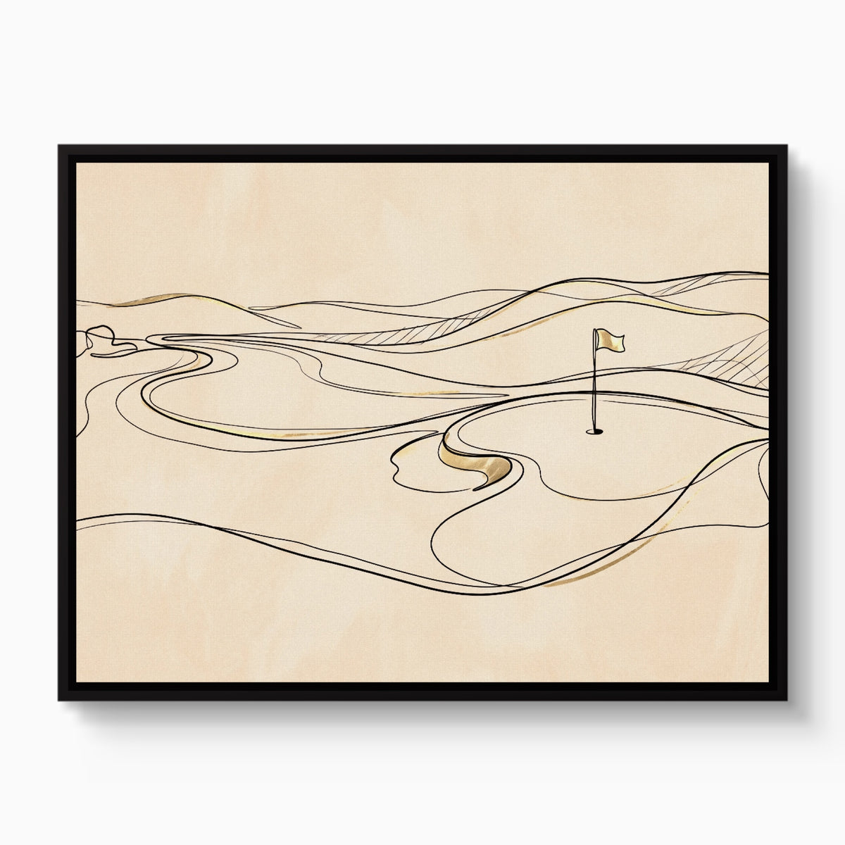 Line Golf Hole Landscape — line golf hole landscape white studio framed black