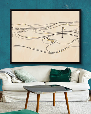 Line Golf Hole Landscape — line golf hole landscape psd aqua wall white couch 1land framed black