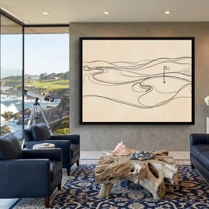 Line Golf Hole Landscape — line golf hole landscape sq coastal views 1land framed black