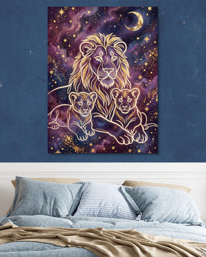 Lion Cosmic Gold — lion cosmic gold psd navy blue bedroom 1port flush print