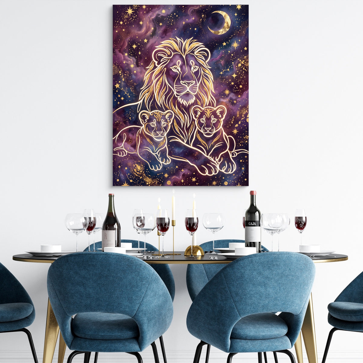 Lion Cosmic Gold — lion cosmic gold sq dining room tables 1port flush print