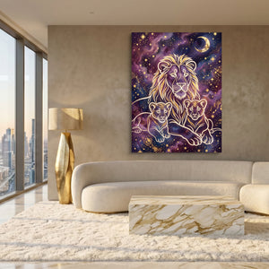 Lion Cosmic Gold — lion cosmic gold sq white gold lux 1port flush print