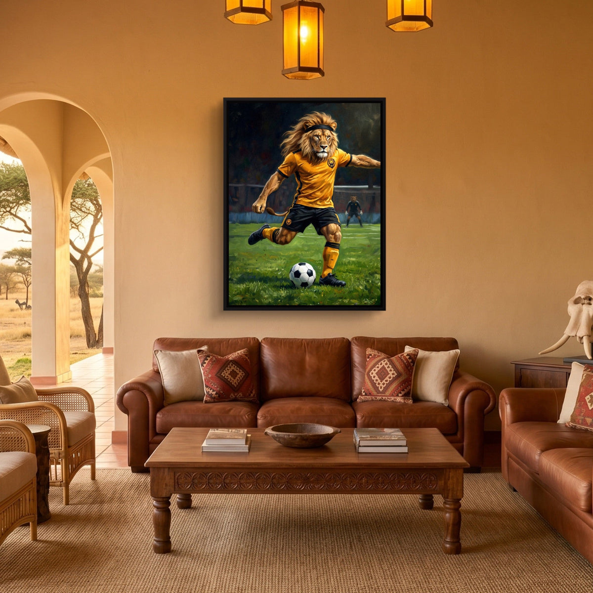 Lion Field Kick - Luxury Wall Art