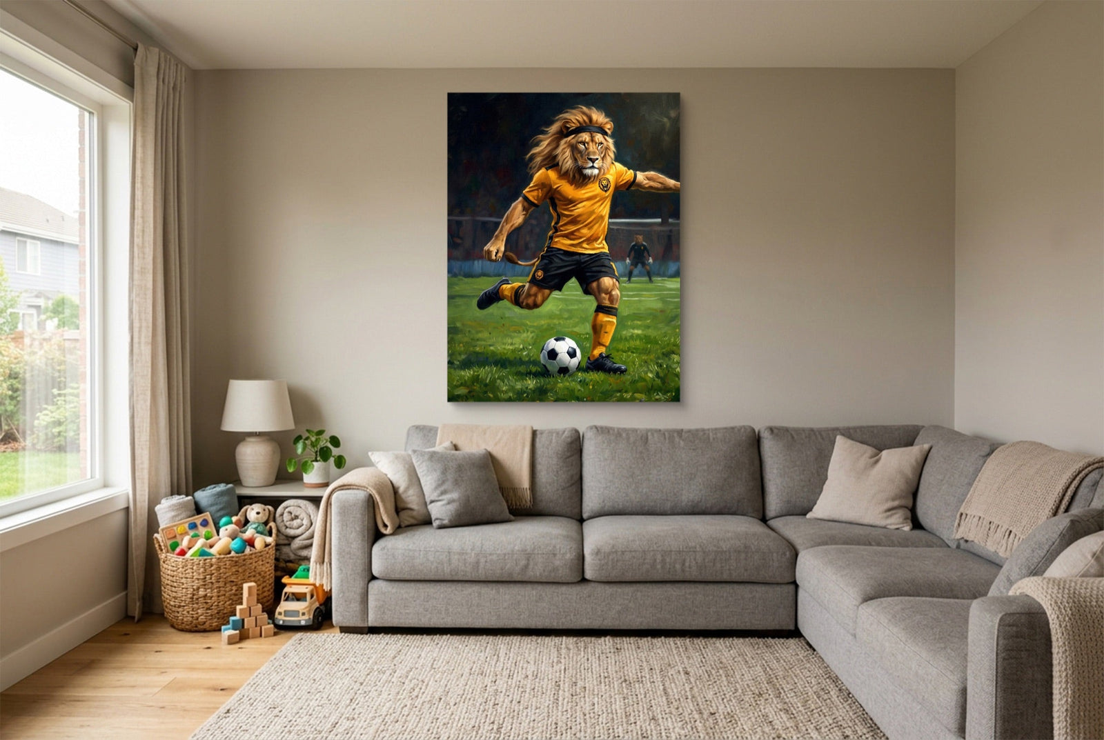 Lion Field Kick - Luxury Wall Art