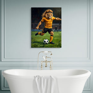 Lion Field Kick — lion field kick sq luxury bathroom wall 1port flush print