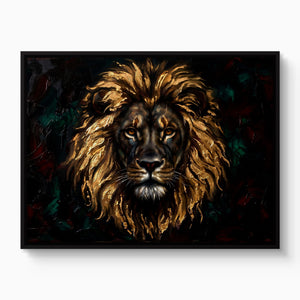 Lion Gilded Majesty — lion gilded majesty white studio framed black