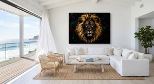 Lion Gilded Majesty — lion gilded majesty beachside villa 1land flush print