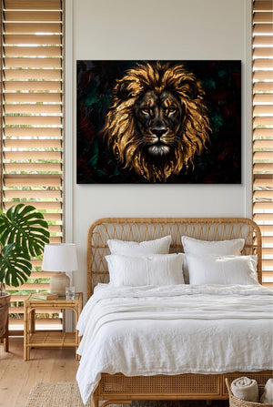 Lion Gilded Majesty — lion gilded majesty p bedroom with window blinds 1land flush print