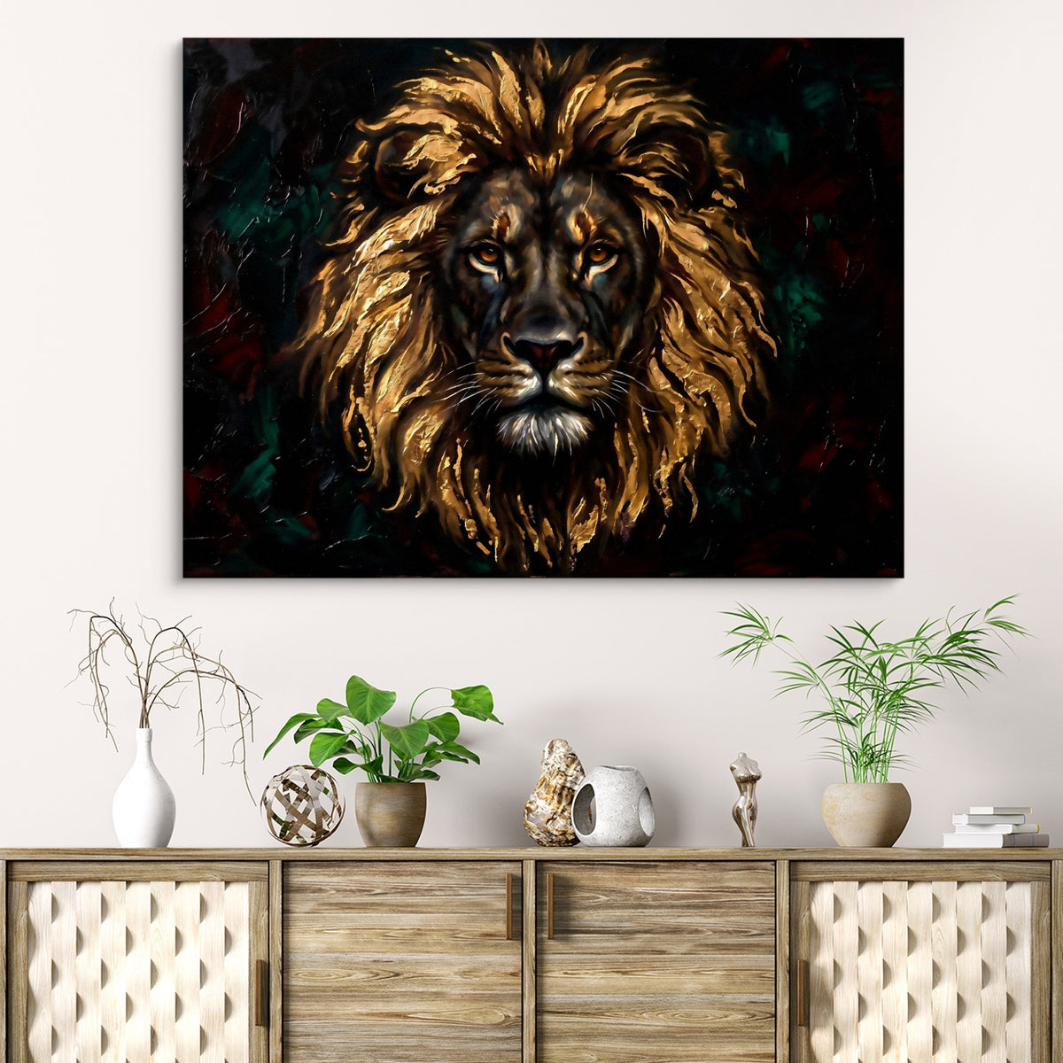 Lion Gilded Majesty — lion gilded majesty sq beach cabinet 1land flush print