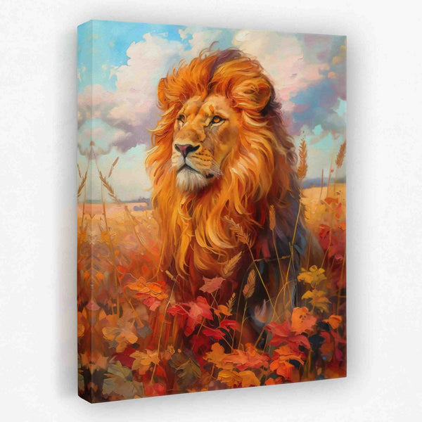 Autumn King - Lion in Fall Wildlife Portrait