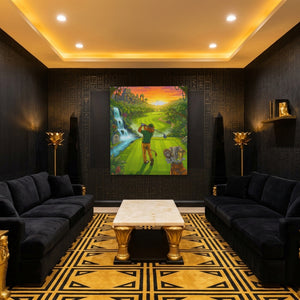 Lion on the Jungle 16th canvas wall art, room view