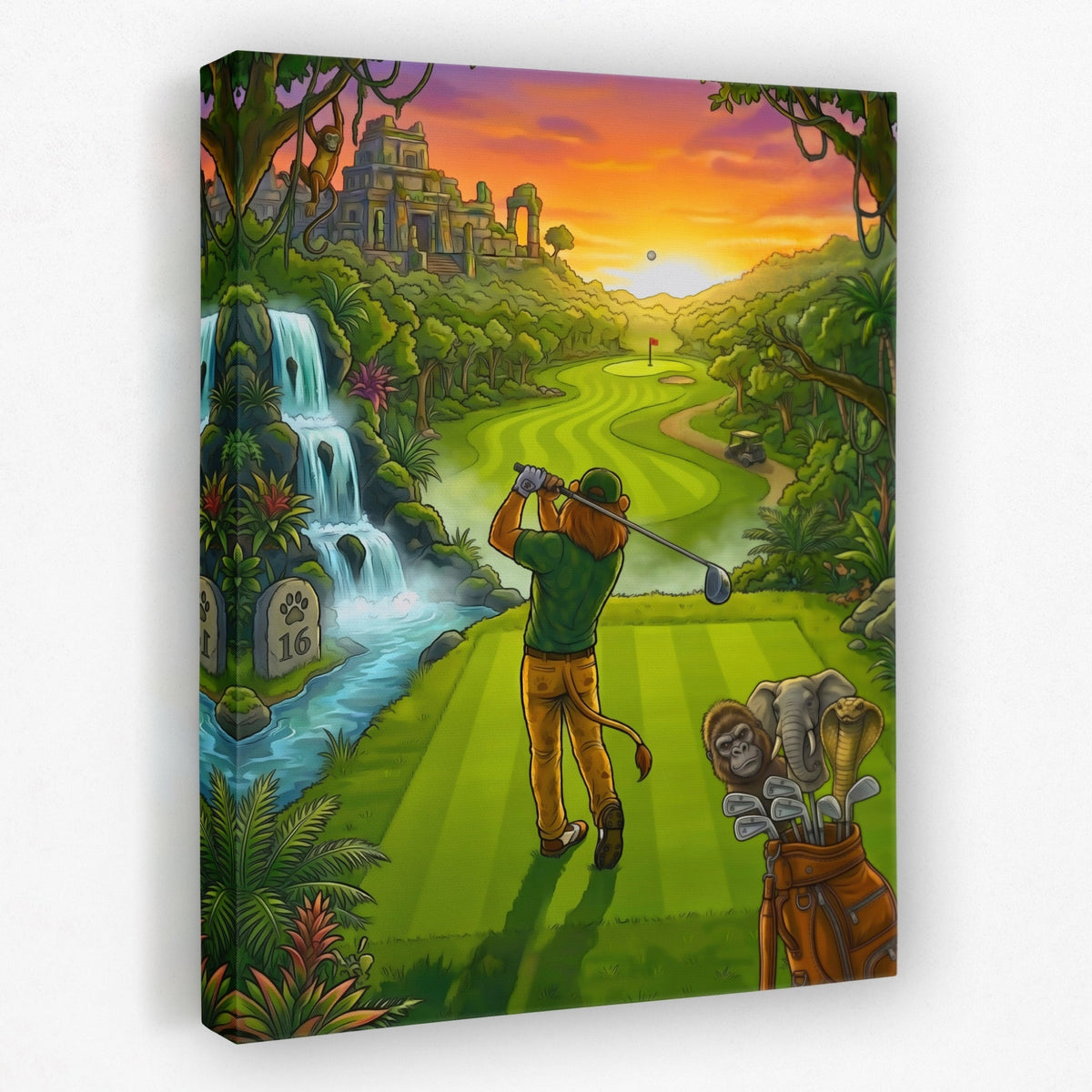 Lion on the Jungle 16th canvas wall art, room view