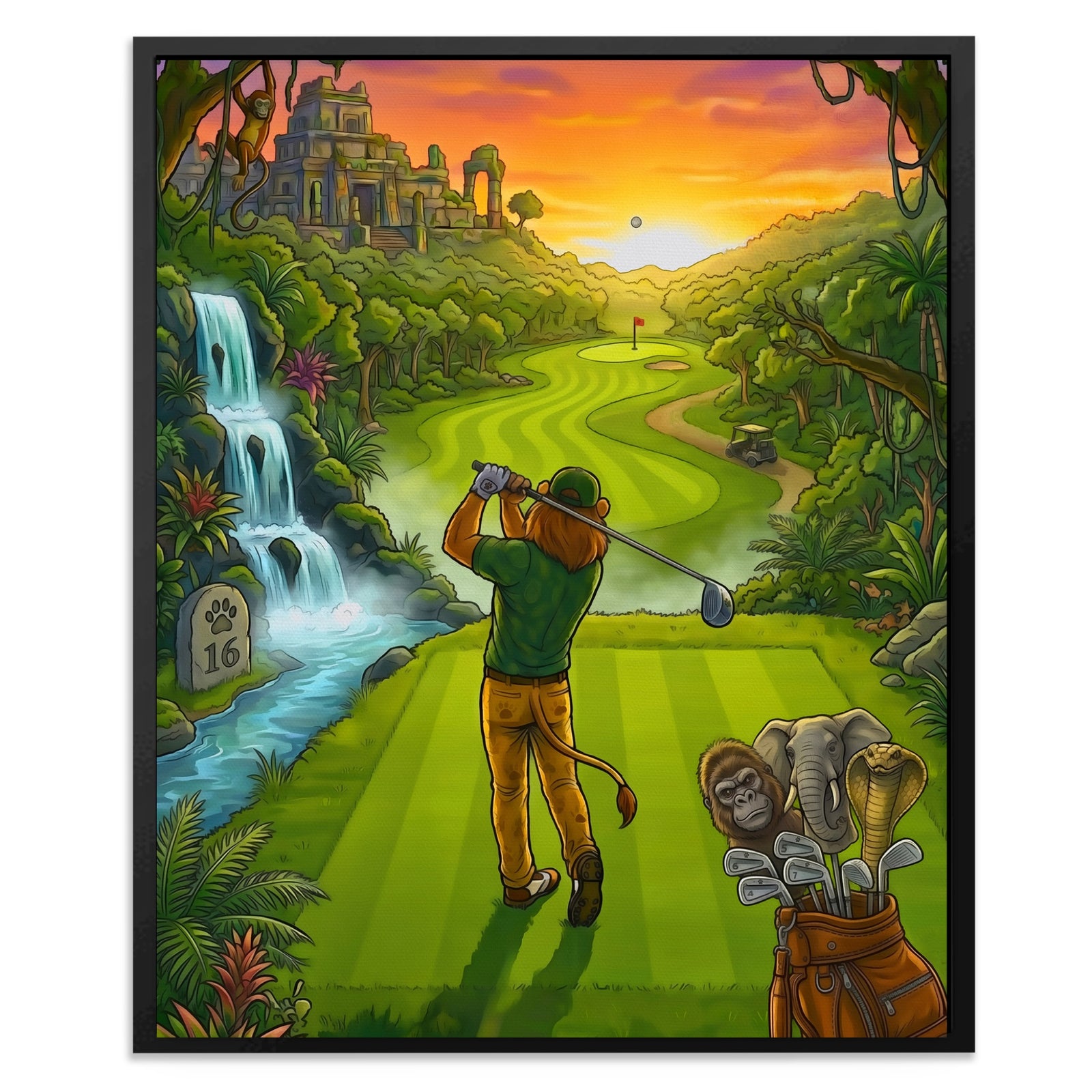 Lion on the Jungle 16th canvas wall art