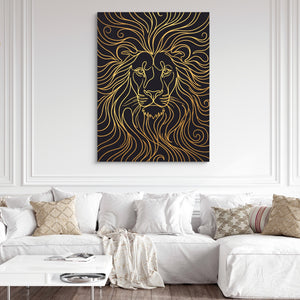 Lion's Liquid Mane — lion's liquid mane sq white couch and wall 1port flush print