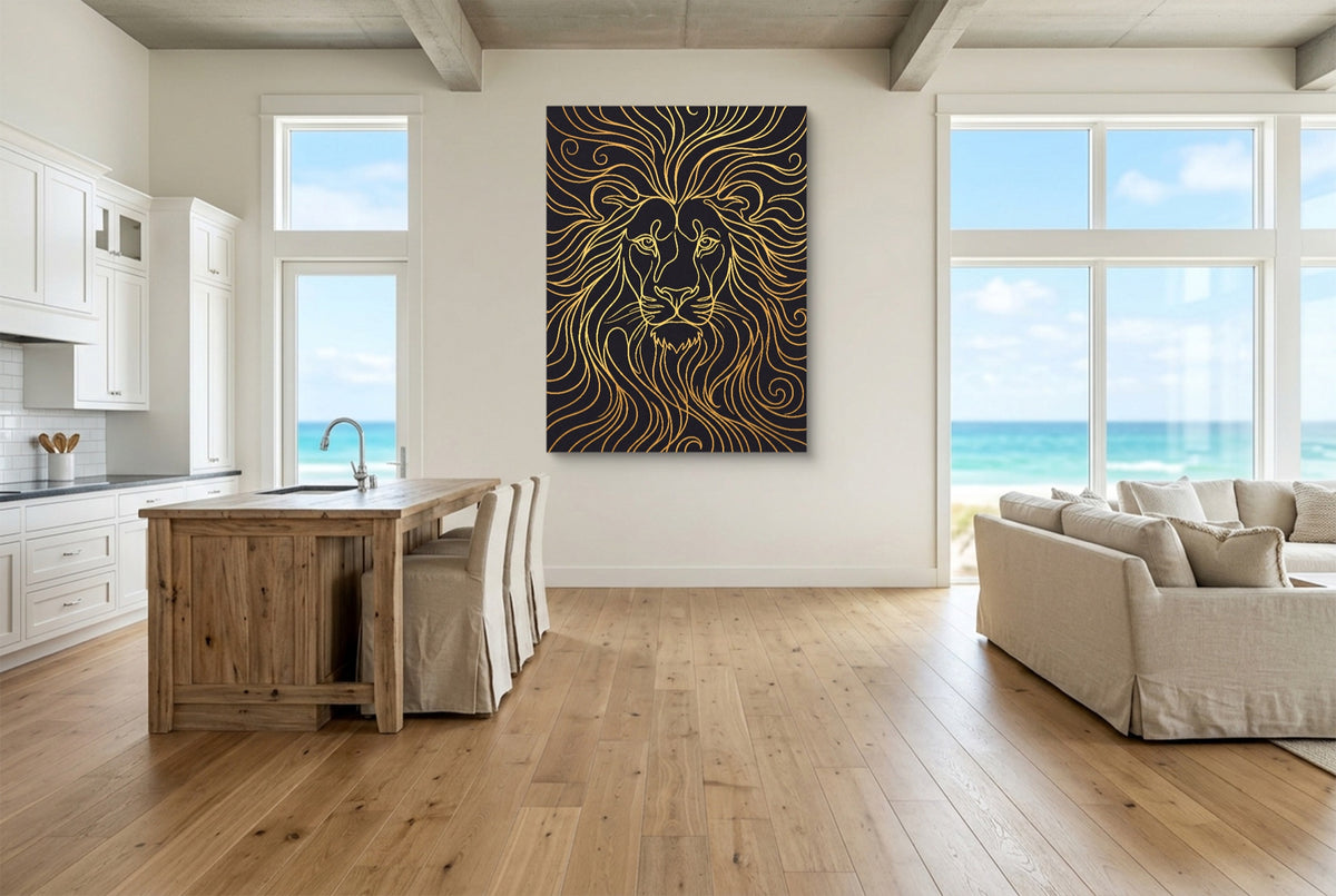 Lion's Liquid Mane — lion's liquid mane living room with ocean view 2 1port flush print