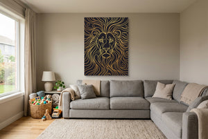 Lion's Liquid Mane — lion's liquid mane living room with sectional sofa 1port flush print