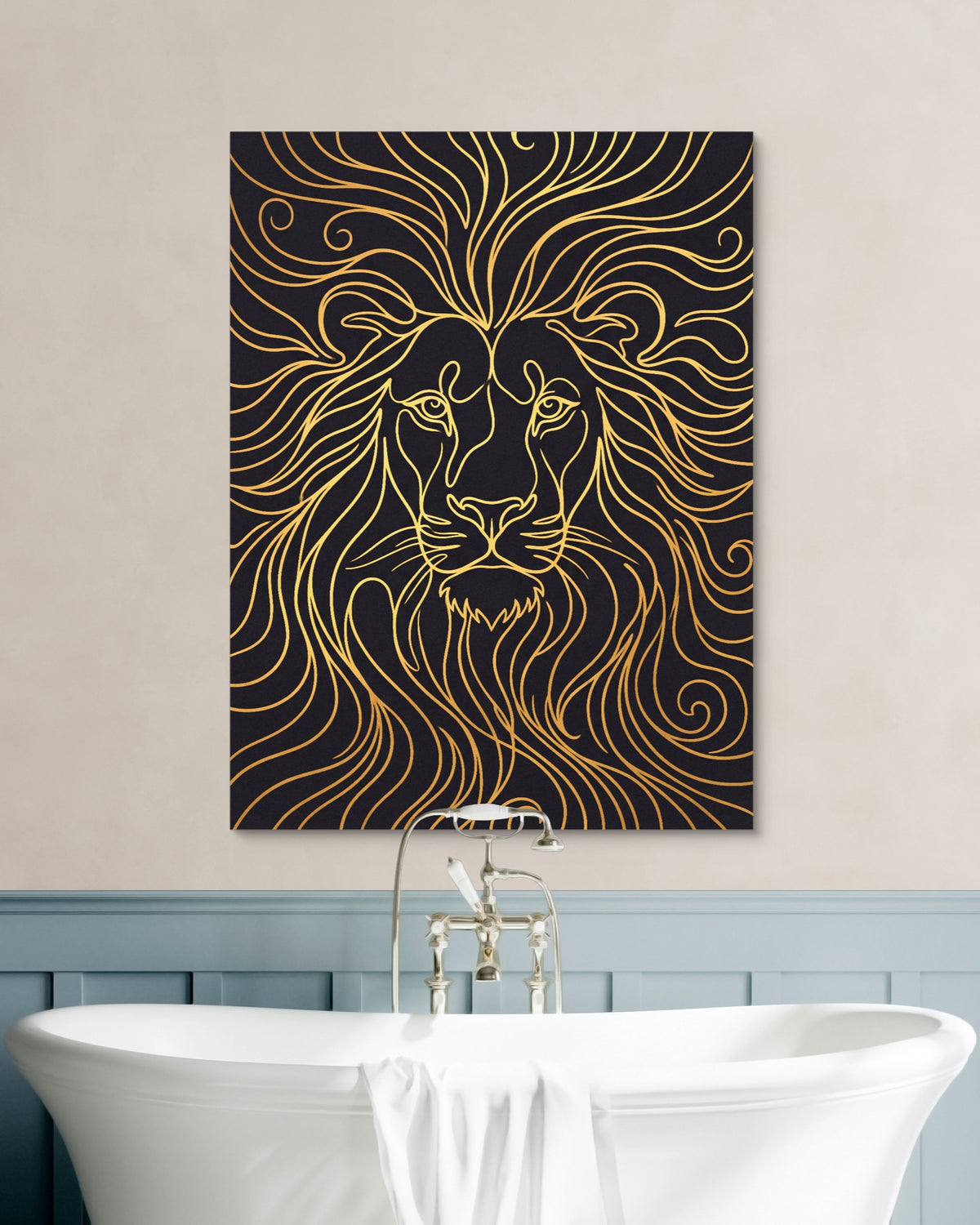Lion's Liquid Mane — lion's liquid mane psd white wall green bath 1port flush print