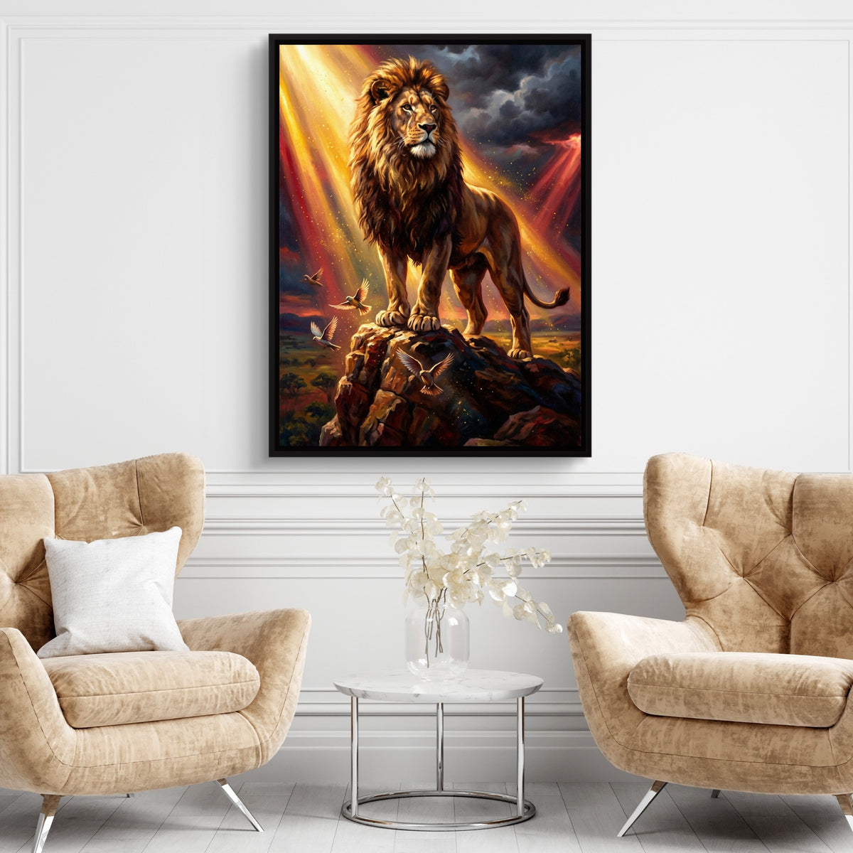 Lion's Rocky Stand — lion's rocky stand sq brown chairs 1port framed black