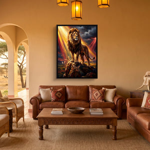 Lion's Rocky Stand — lion's rocky stand sq safari house 1port framed black