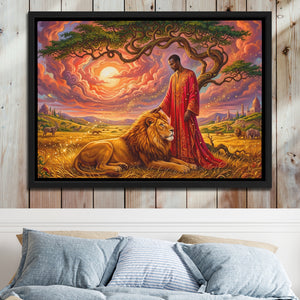 Lion Savanna Blessing — Lion Savanna Blessing Bed 2 Wood Panel 52
