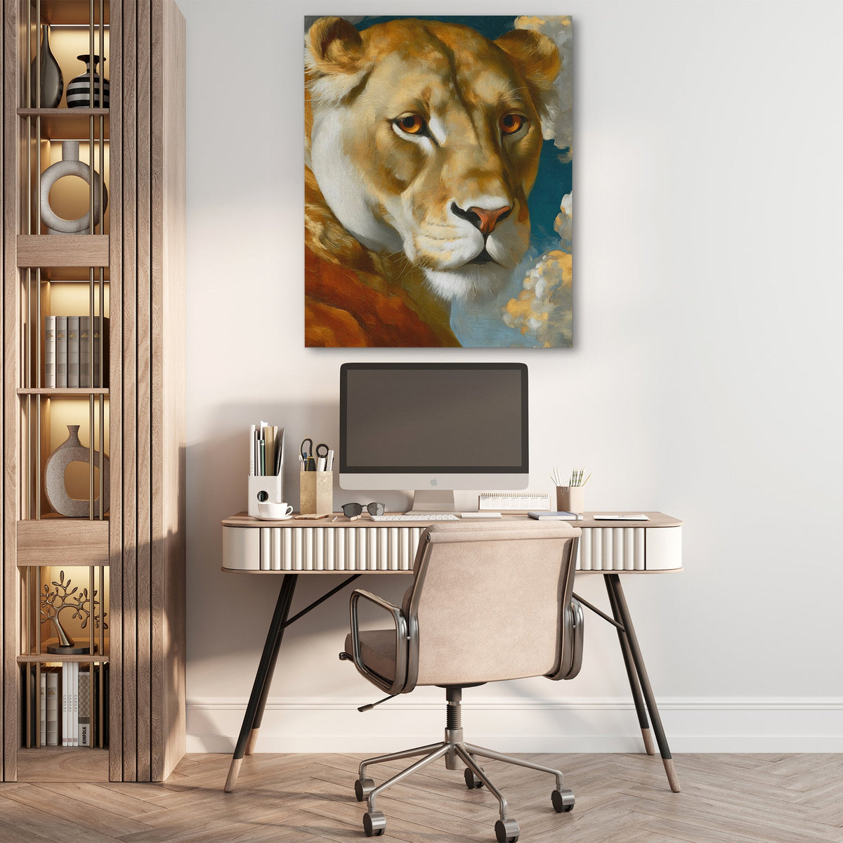 Lioness Amber Portrait II - Luxury Wall Art
