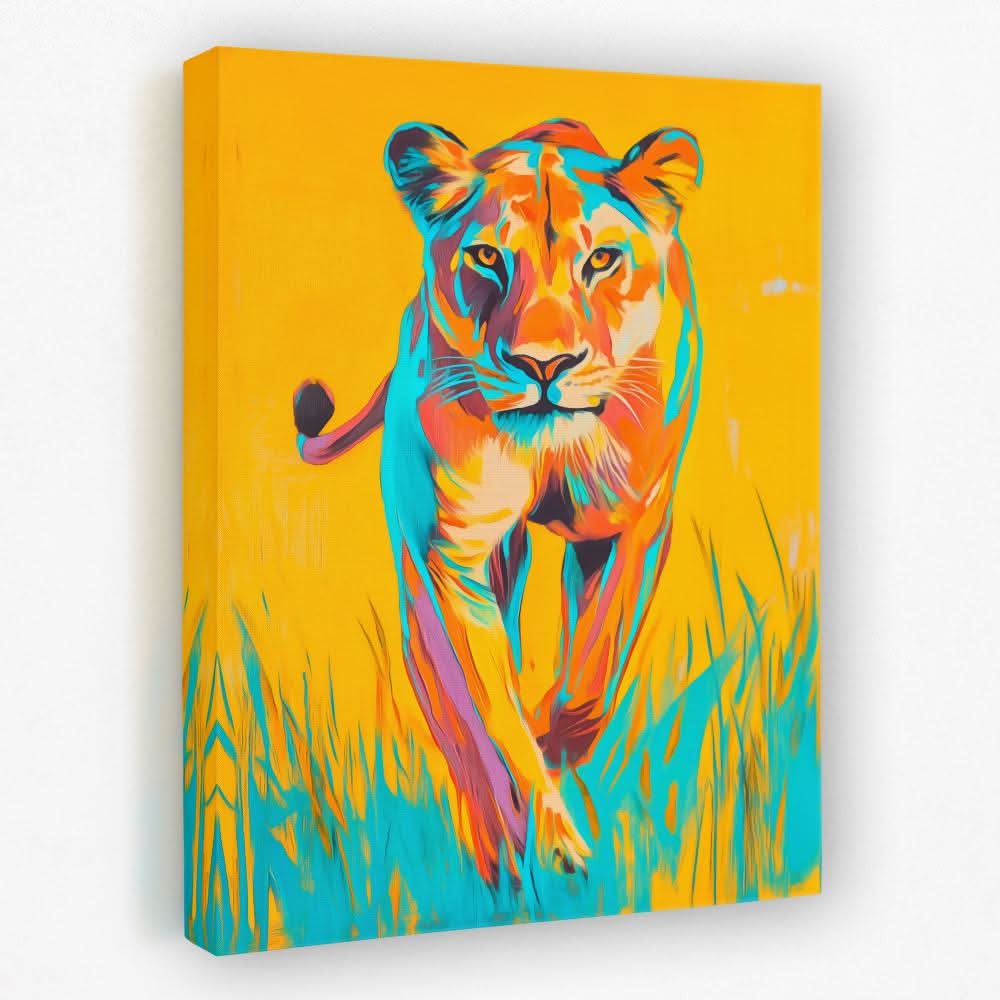 Lioness Fierce Stride - Animals Canvas Wall Art