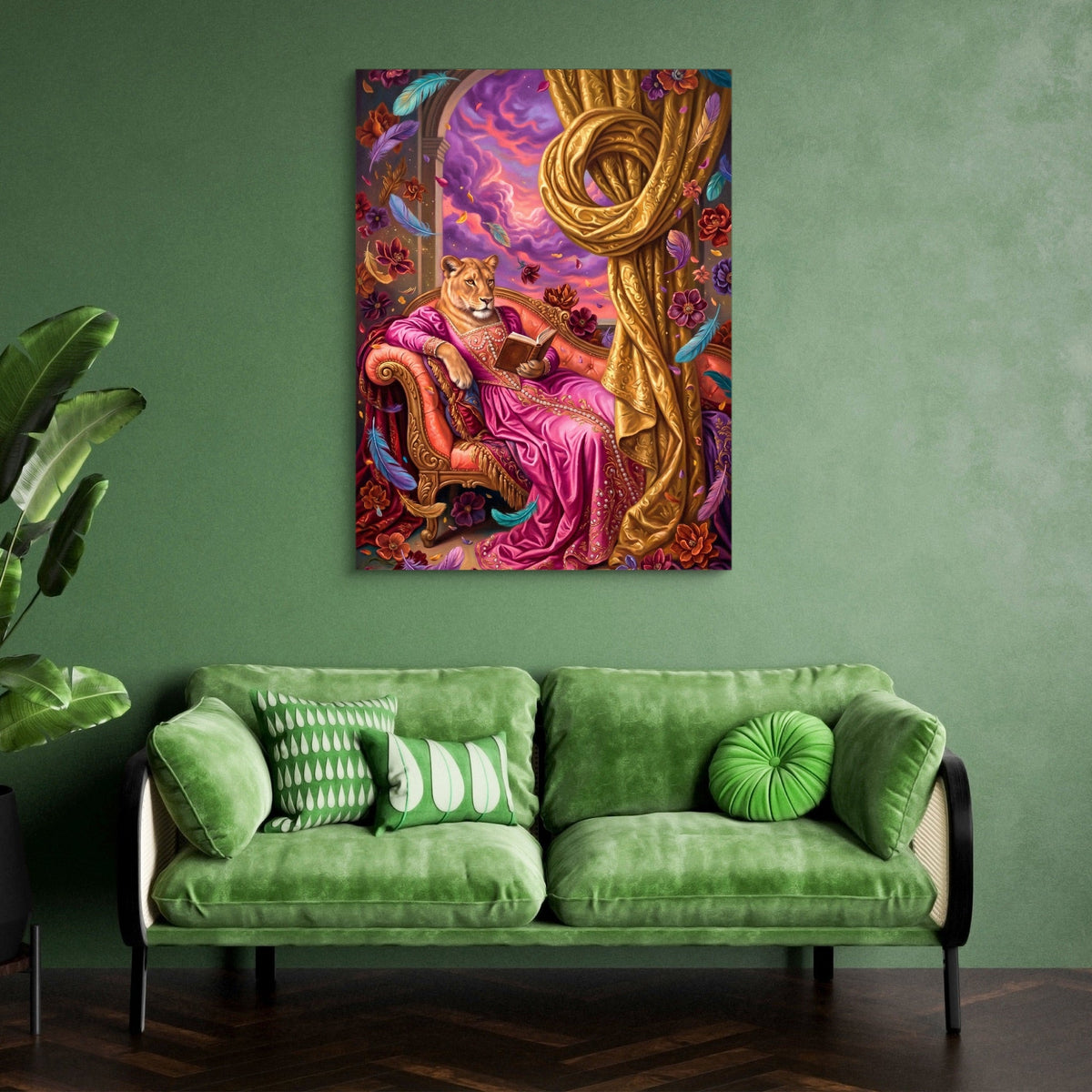 Lioness Reads Twilight - Luxury Wall Art
