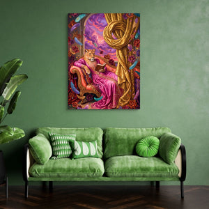 Lioness Reads Twilight - Luxury Wall Art