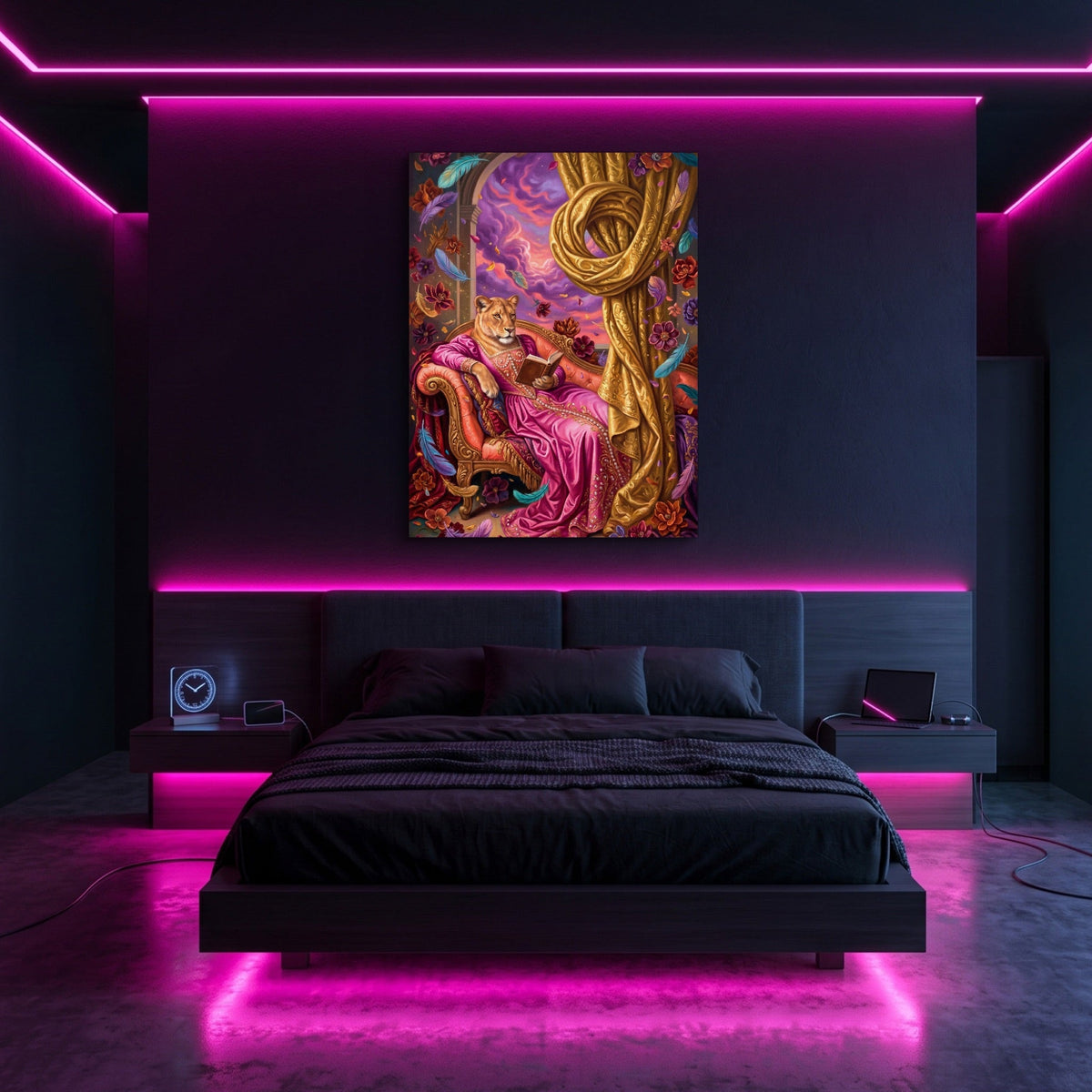 Lioness Reads Twilight - Luxury Wall Art