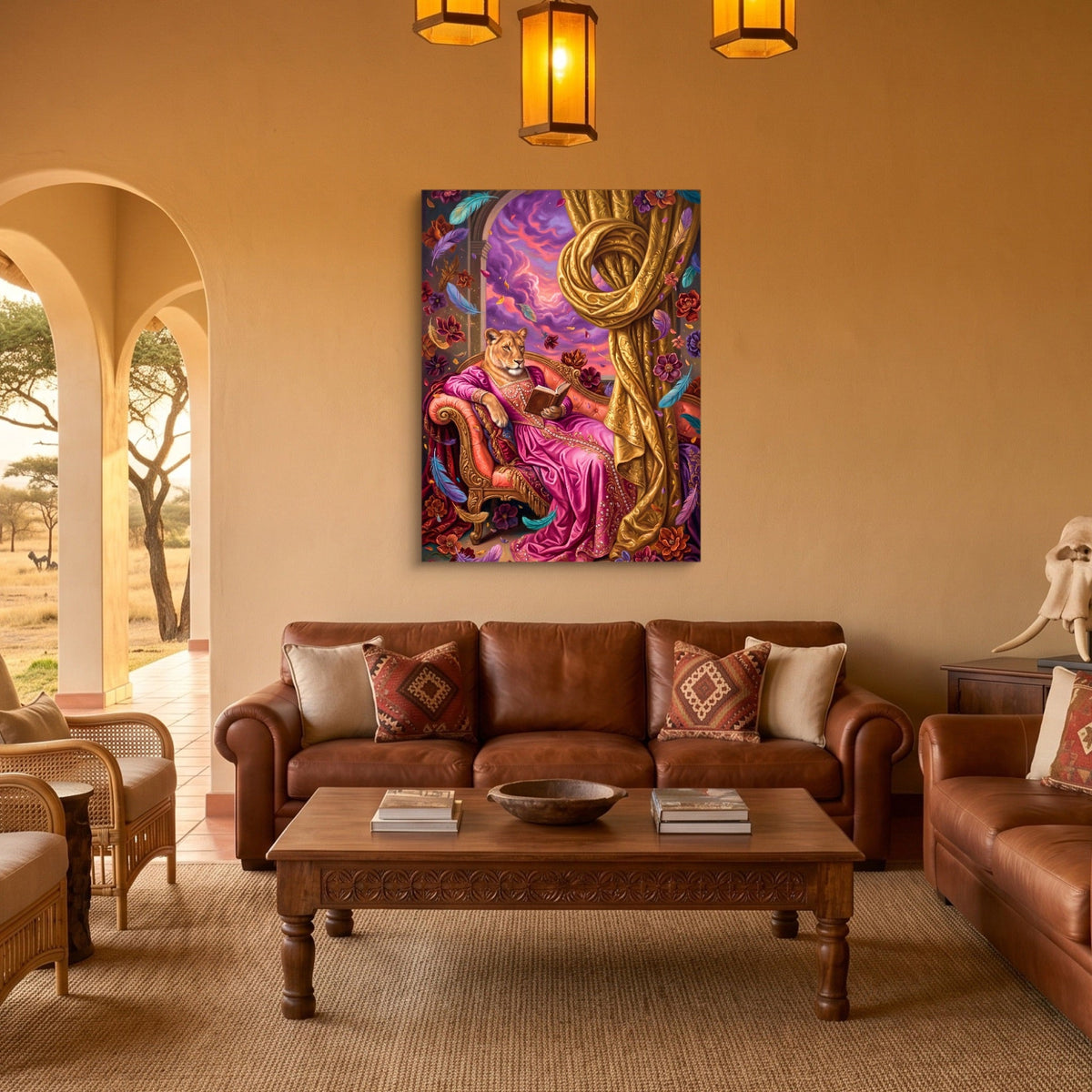 Lioness Reads Twilight - Luxury Wall Art