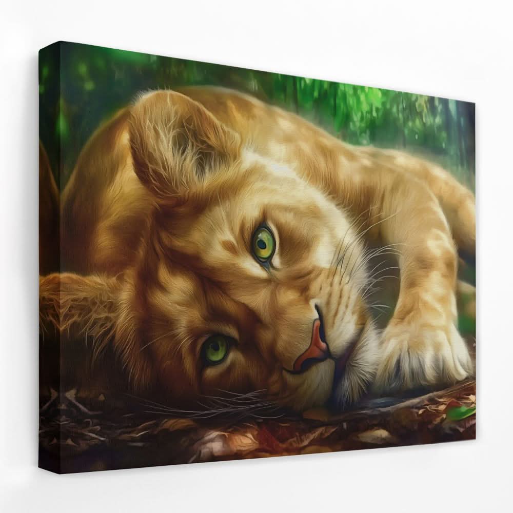Lioness Temptation - Animals Canvas Wall Art