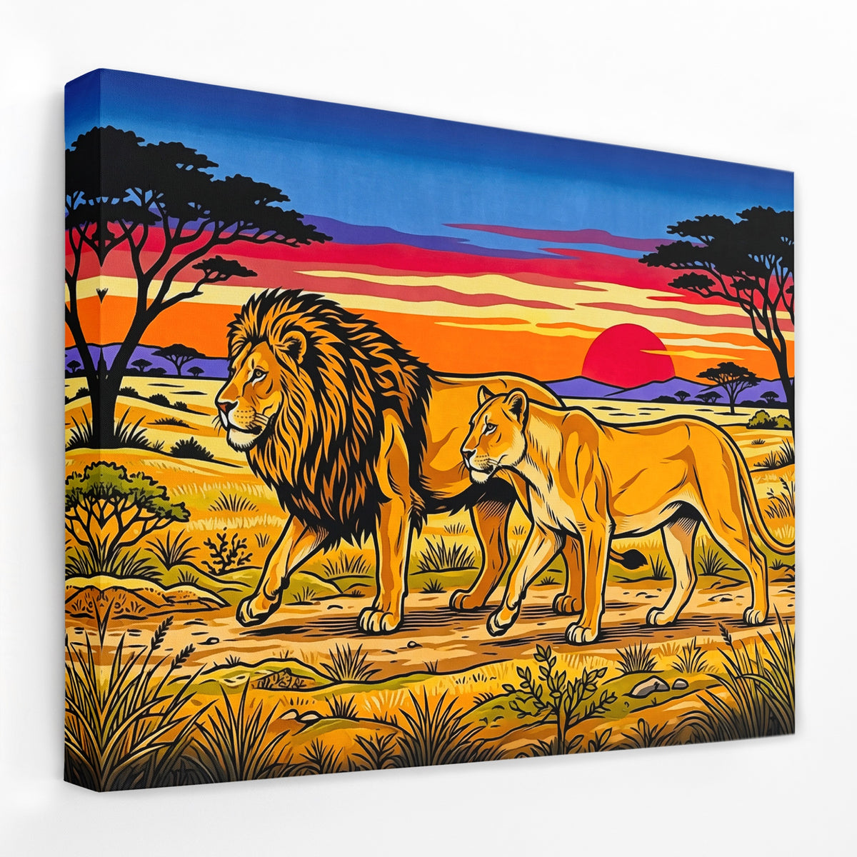 Lions African Sunset — Lions African Sunset Landscape   Side View   Mirror Wrap 133