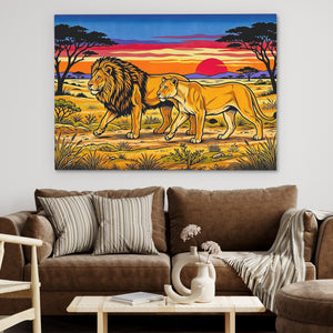 Lions African Sunset — Lions African Sunset Brown Couch 5