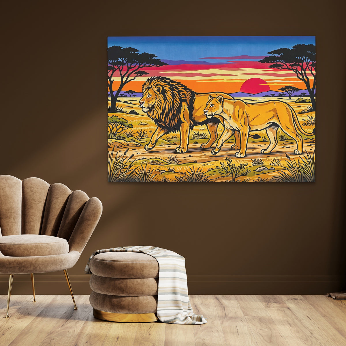 Lions African Sunset — Lions African Sunset brown room land 197