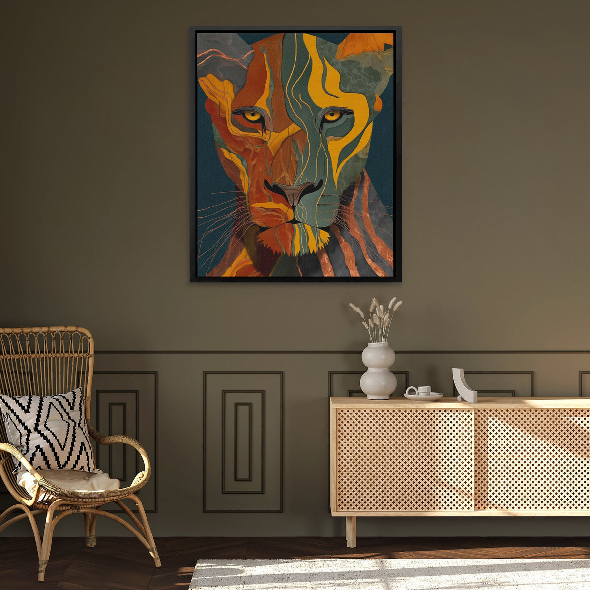 Lion's Amber Eclipse - Luxury Wall Art